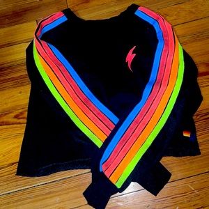 Aviator nation 4 stripe neon cropped crewneck